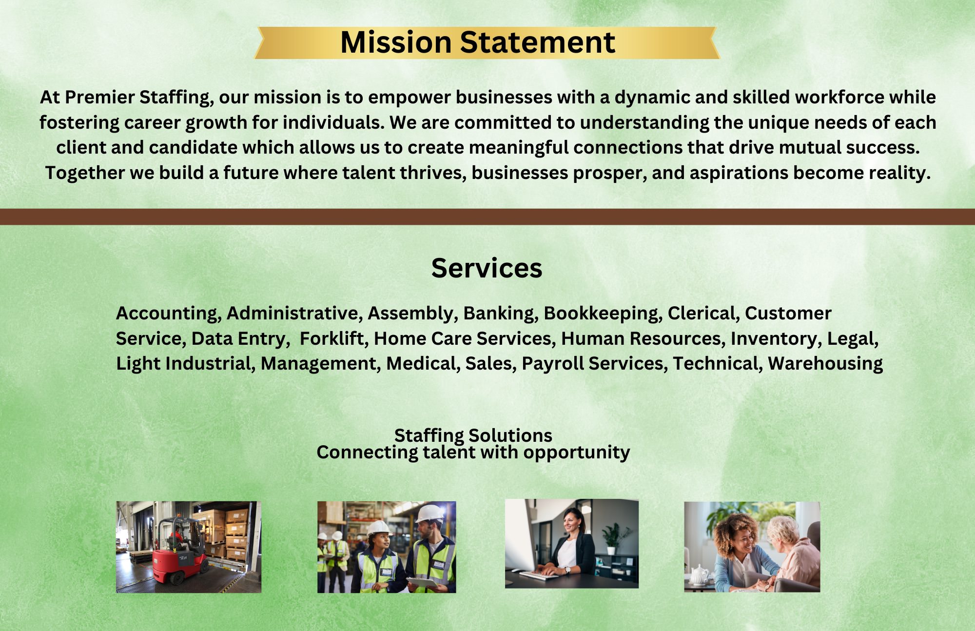 Premier Staffing Services mission statement and services